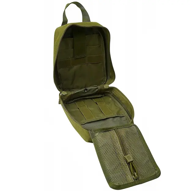 Taktiskā pirmās palīdzības aptieciņas soma ar MOLLE sistēmu, stiprināma pie jostas
