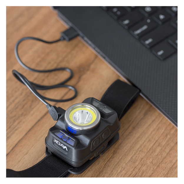 Uzlādējams galvenais lukturis ar kustības sensoru XTE 5W + COB 10W VA0025