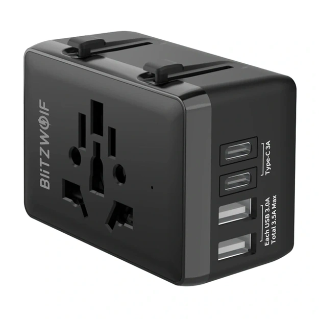 Blitzwolf BW-TA1 4-in-1 ceļojuma adapteris 2xUSB + C + PD 20W