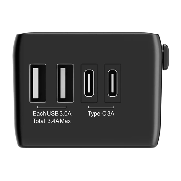Blitzwolf BW-TA1 4-in-1 ceļojuma adapteris 2xUSB + C + PD 20W
