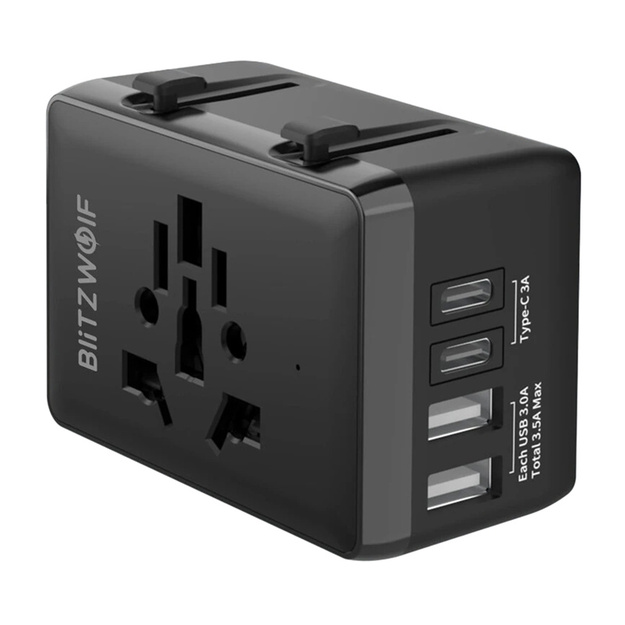 Blitzwolf BW-TA1 4 в 1 Адаптер для путешествий 2xUSB + C + PD 20 Вт