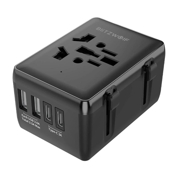 Blitzwolf BW-TA1 4-in-1 ceļojuma adapteris 2xUSB + C + PD 20W