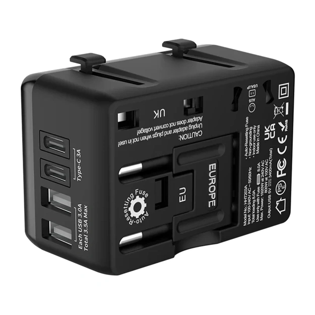 Blitzwolf BW-TA1 4-in-1 ceļojuma adapteris 2xUSB + C + PD 20W