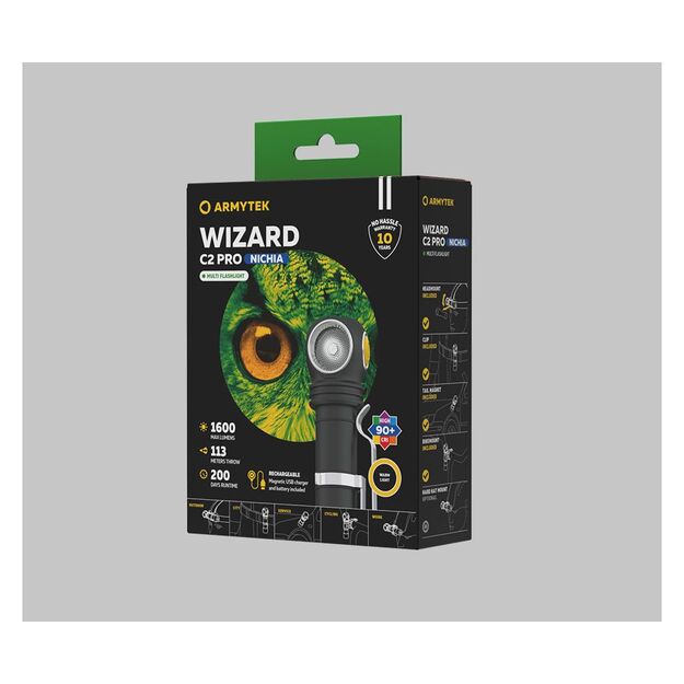 Armytek Wizard C2 Pro Nichia  flashlight, USB, Warm F06801W