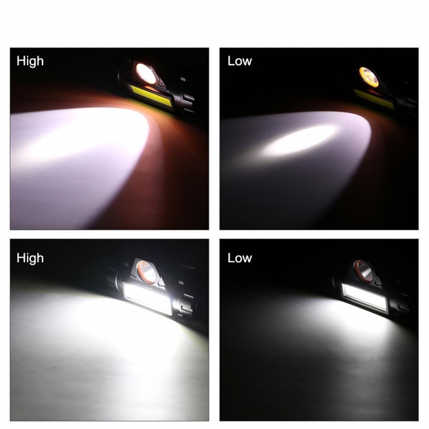 Uzlādējams lukturītis uz galvas COB-LED