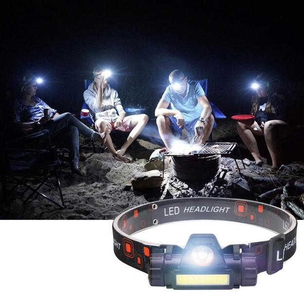 Uzlādējams lukturītis uz galvas COB-LED