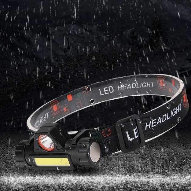 Uzlādējams lukturītis uz galvas COB-LED