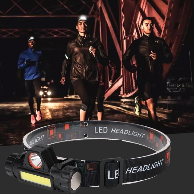 Uzlādējams lukturītis uz galvas COB-LED