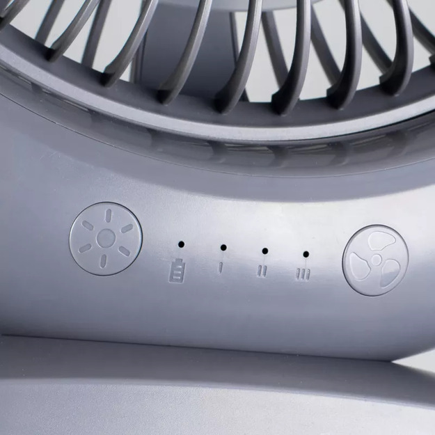 Vayox galda ventilators ar akumulatoru un 6 SMD LED lampām (WD-285), pelēks VA0433G
