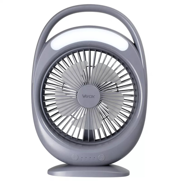 Vayox galda ventilators ar akumulatoru un 6 SMD LED lampām (WD-285), pelēks VA0433G