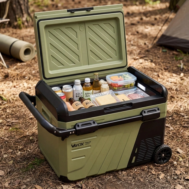 Travel fridge 37L DC 12/24V AC 220-240V, single-chamber, with wheels, Travel series VA-TW37, Vayox