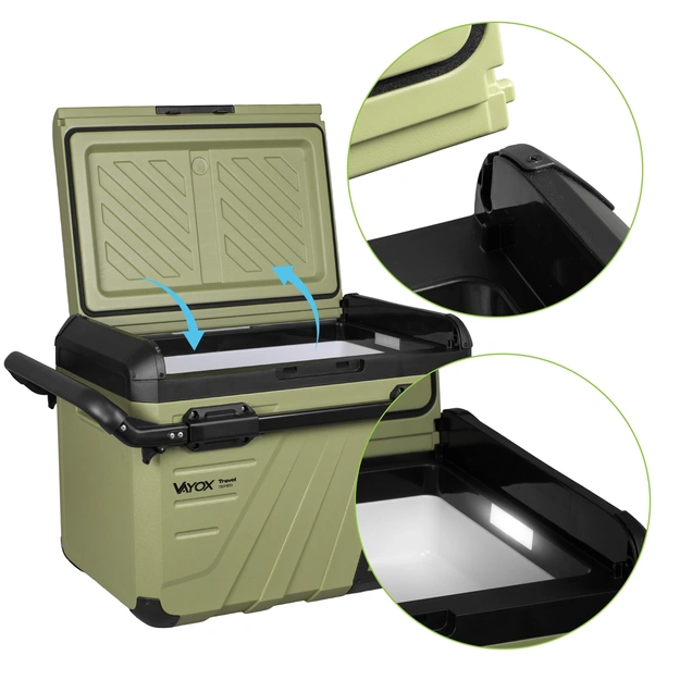 Travel fridge 37L DC 12/24V AC 220-240V, single-chamber, with wheels, Travel series VA-TW37, Vayox