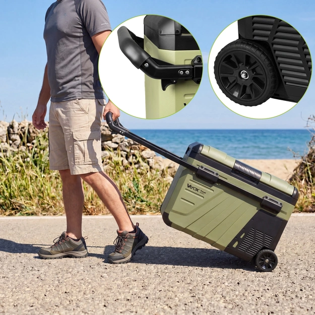 Travel fridge 37L DC 12/24V AC 220-240V, single-chamber, with wheels, Travel series VA-TW37, Vayox