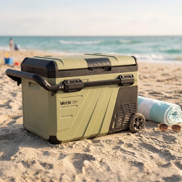 Travel fridge 37L DC 12/24V AC 220-240V, single-chamber, with wheels, Travel series VA-TW37, Vayox