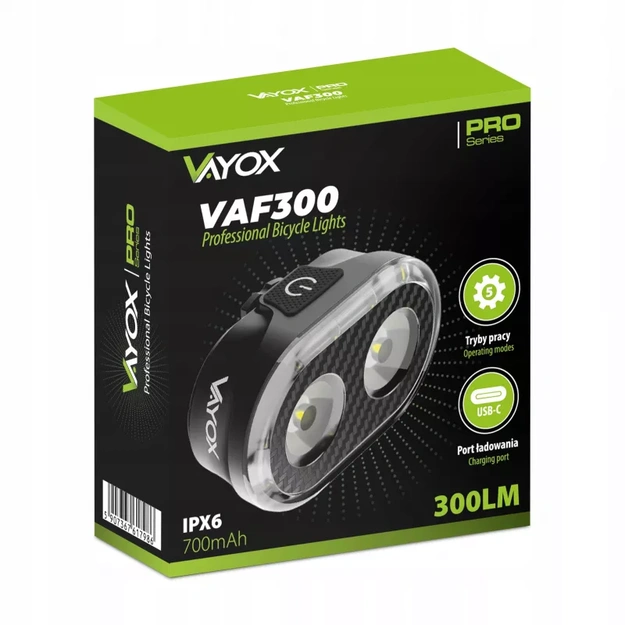 Велосипедный передний фонарь Vayox 700 мАч 300 лм IPX6 VAF300