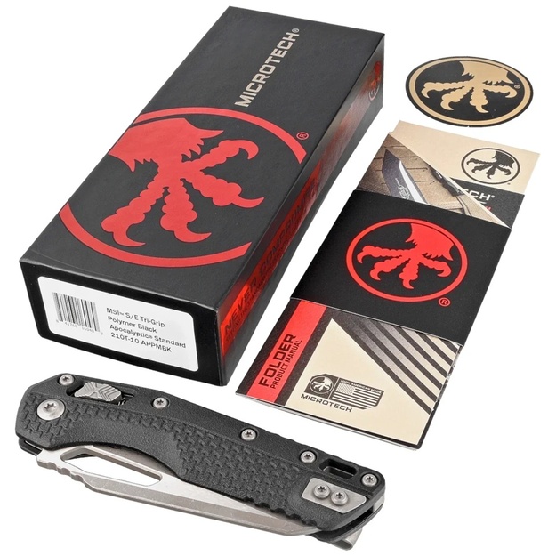 Microtech MSI S/E knife Black Tri-Grip Polymer, Apocalyptic M390MK by Tony Marfione (210T-10APPMBK)