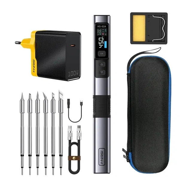 100 W smart soldering iron with FNIRSI HS-02A MAX tool kit