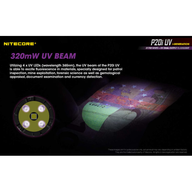 Nitecore P20i UV Tactical Flashlight 1800lm
