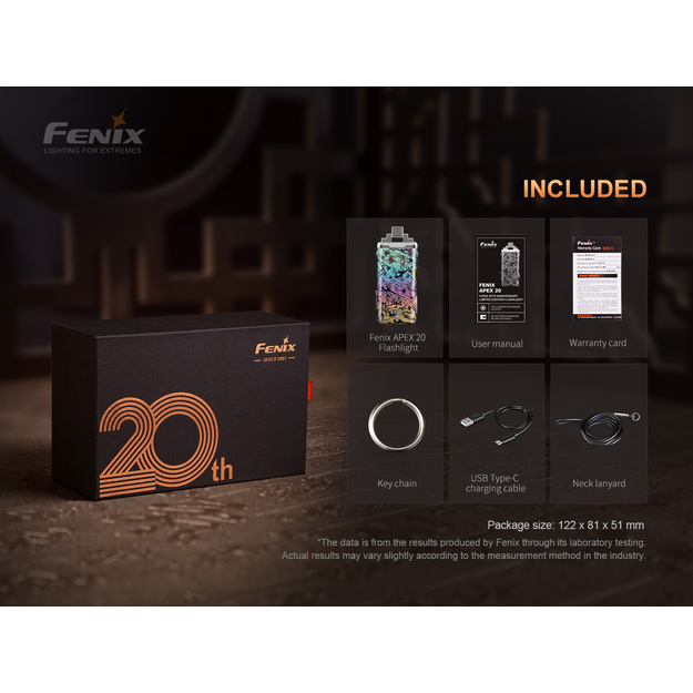 Fenix APEX 20 Rechargeable LED Key Ring Torch - 20th Anniversary Limited Edition