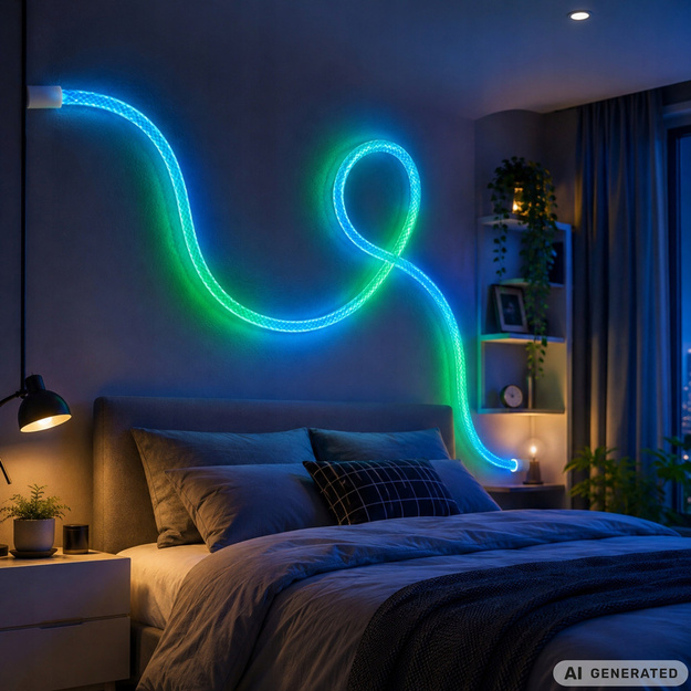 Светодиодная RGB лента в оплетке неоновая, 5м