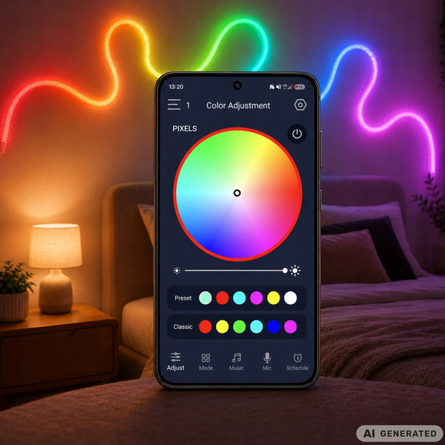Светодиодная RGB лента в оплетке неоновая, 5м