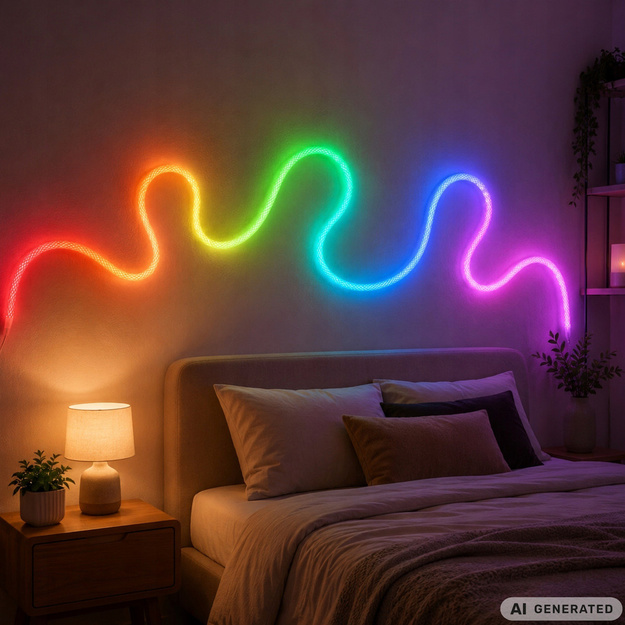 Светодиодная RGB лента в оплетке неоновая, 5м