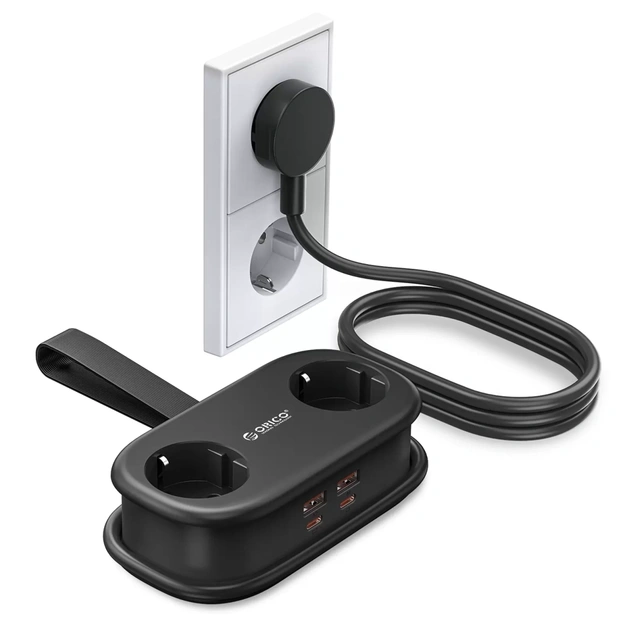Orico AP3 65W GaN 6in1 Power Strip 2x AC + 2x USB-A + 2x USB-C - Black