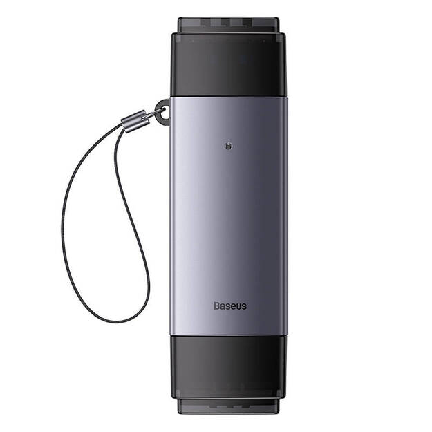 Baseus Lite sērijas SD/TF atmiņas kar&scaron;u lasītājs, USB + USB-C (pelēks)