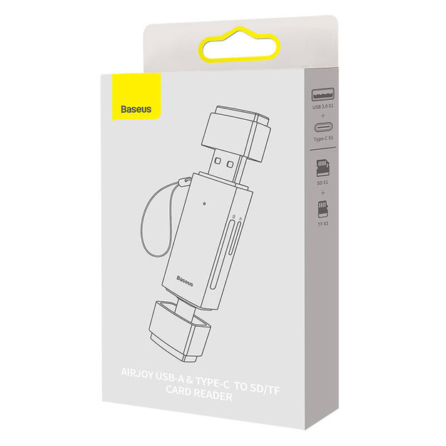 Картридер Baseus Lite Series SD/TF, USB + USB-C (серый)