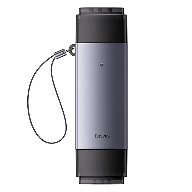 Baseus Lite sērijas SD/TF atmiņas kar&scaron;u lasītājs, USB + USB-C (pelēks)