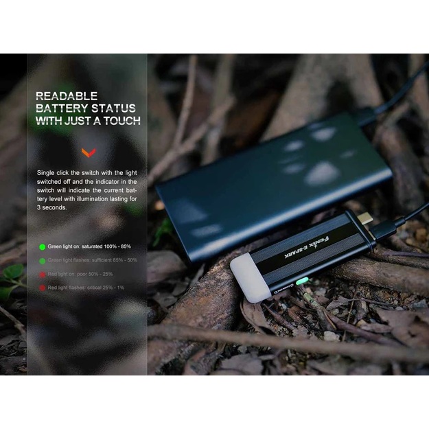 Аварийный перезаряжаемый фонарь Fenix ​​E-Spark с внешним аккумулятором