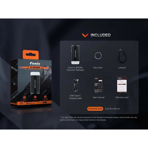 Аварийный перезаряжаемый фонарь Fenix ​​E-Spark с внешним аккумулятором
