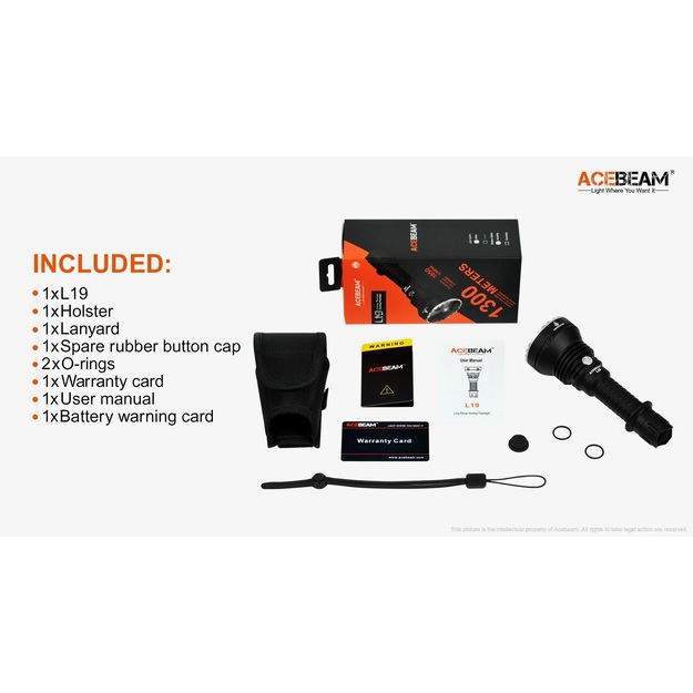 Acebeam L19 2.0 lukturītis 1650LM, 1300M