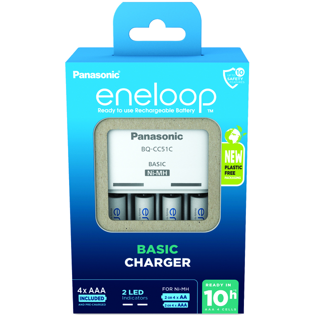 Panasonic Eneloop lādētājs BQ-CC51 + 4 x R03/AAA Eneloop 800mAh Ni-MH BK-4MCDE