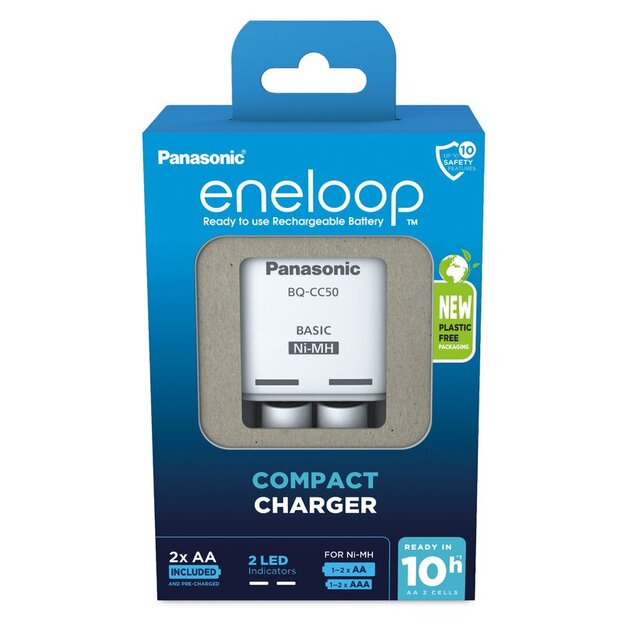 Panasonic Eneloop BQ-CC50 charger + 2 x R6/AA Eneloop 2000mAh BK-3MCDE