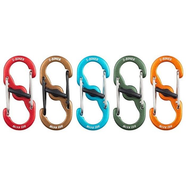 Nite Ize - S-Biner MicroLock Color Mounts / Carabiners Pack - 5 Pack - Aluminum - LSBMA-A2-5R7