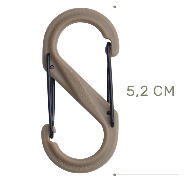 Nite Ize - S-Biner #2 plastmasas melnie vārti - Coyote karabīne - SBP2-03-28BG