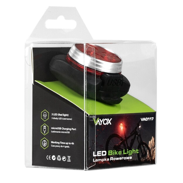 Vayox velosipēdu gaisma VA0117 USB