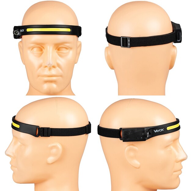 Vayox COB + XPE uzlādējams galvas lukturītis 350lm ar kustības sensoru VA0128