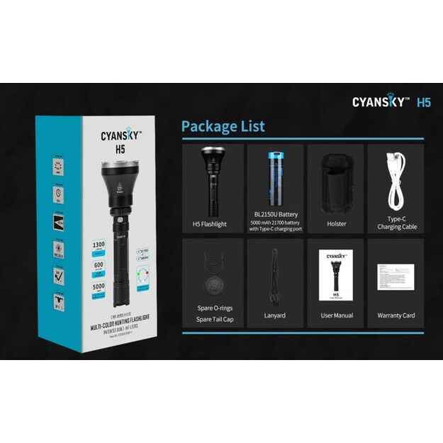 Cyansky H5 medību lukturītis