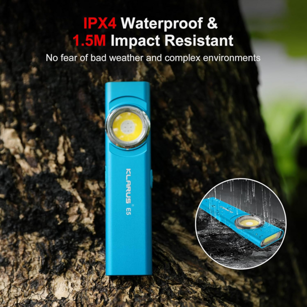 KLARUS E5 magnetic EDC flashlight, light blue