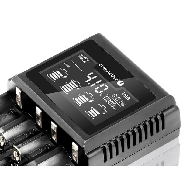 Universāls lādētājs cilindriskiem litija jonu un Ni-MH akumulatoriem everActive UC-4000