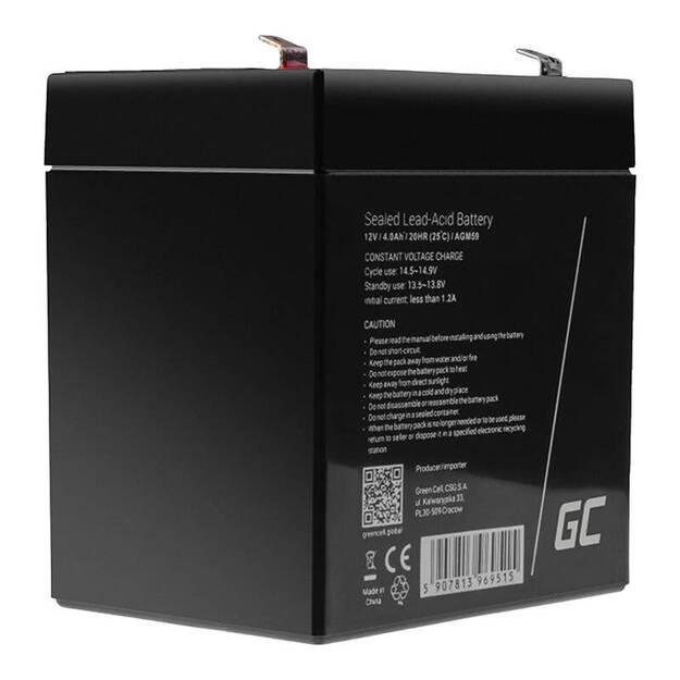 AGM VRLA akumulators AGM59 12V 4Ah (UPS, rotaļlietām, kases aparātiem, svariem)