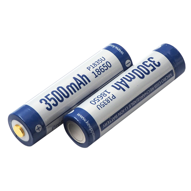 Keeppower 18650 - 3500mAh, Li-Ion 3.7V - 3.6V - PCB ar aizsardzību un USB P1835U 1 psc