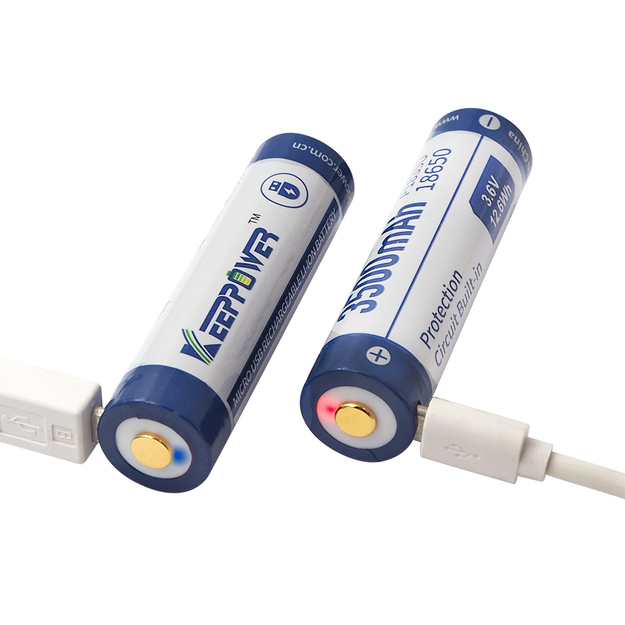 Keeppower 18650 - 3500mAh, Li-Ion 3.7V - 3.6V - PCB ar aizsardzību un USB P1835U 1 psc