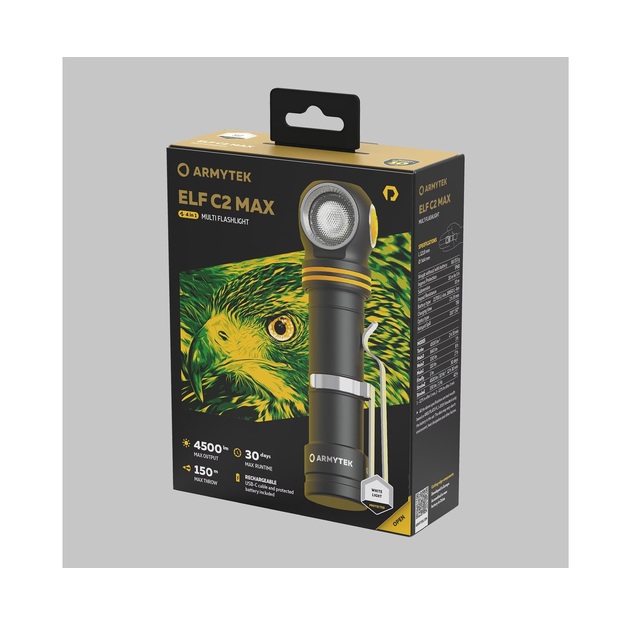 Armytek Elf C2 Max lukturītis 4500 lm USB-C PCB balts F10701PC