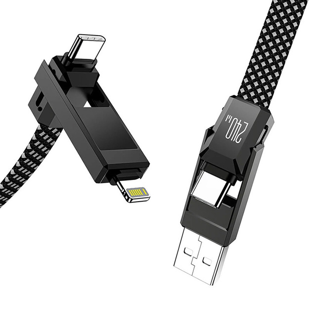 Blitzwolf BW-HDC7 4-in-1 USB+C+Lightning cable 240W 1.2m (black)