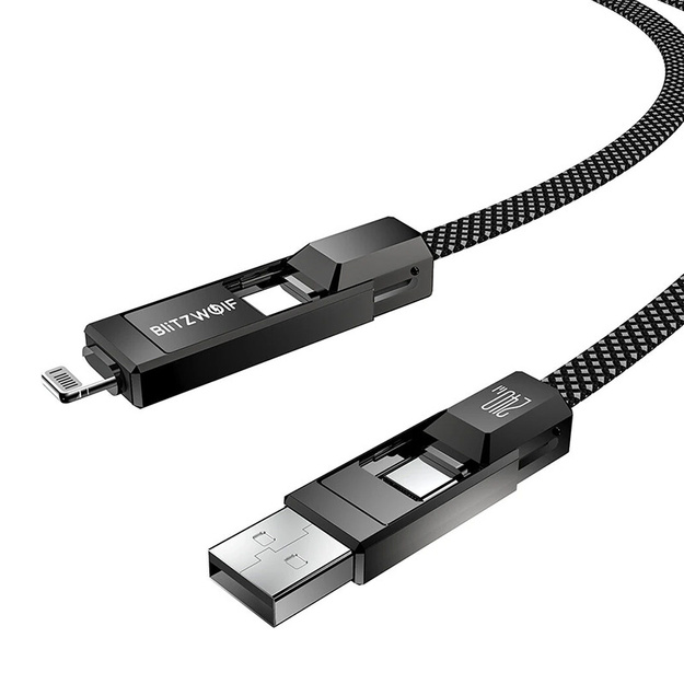 Blitzwolf BW-HDC7 4-in-1 USB+C+Lightning cable 240W 1.2m (black)