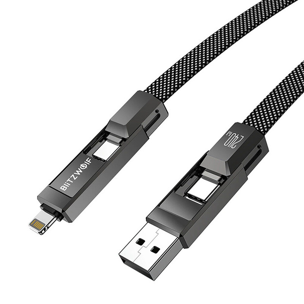 Blitzwolf BW-HDC7 4-in-1 USB+C+Lightning cable 240W 1.2m (black)