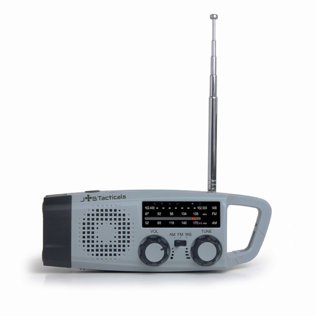 Avārijas radio ar lukturi, LED lampu un ģeneratoru